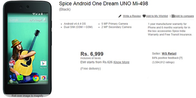 Smartphone Android One đầu tiên lên kệ