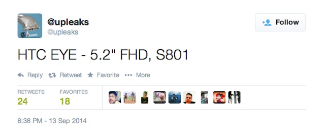 Thông điệp mới về HTC Eye