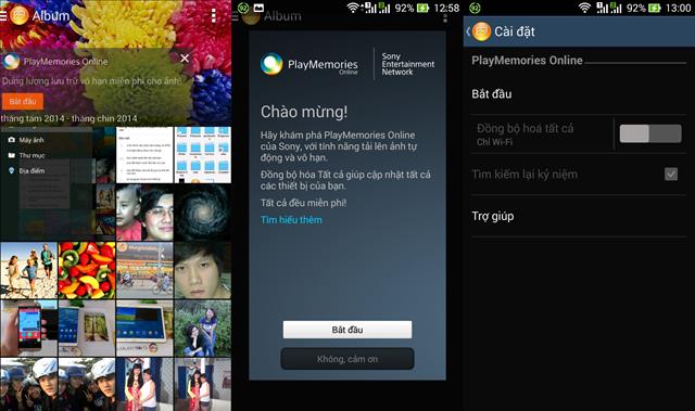 Giao diện chính trên Sony Album