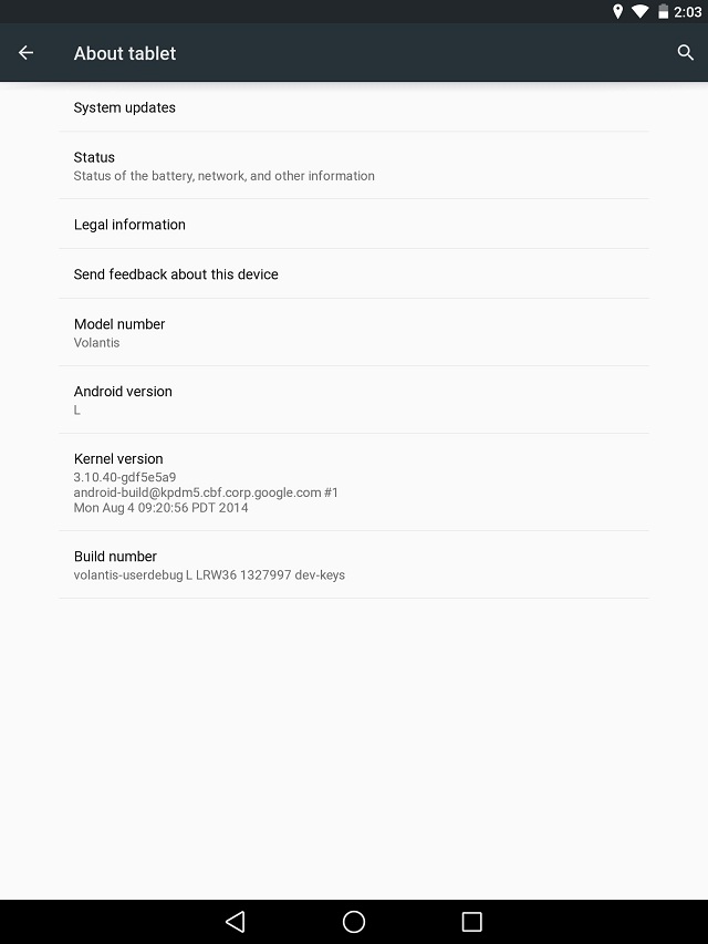 Hé lộ một số hình ảnh giao diện Android L trên Nexus 9