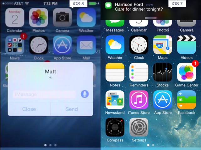 iOS 8 vs iOS 7