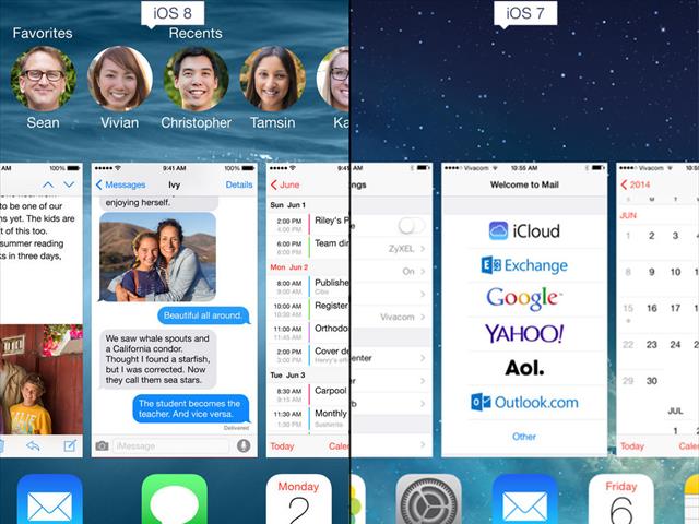iOS 8 vs iOS 7