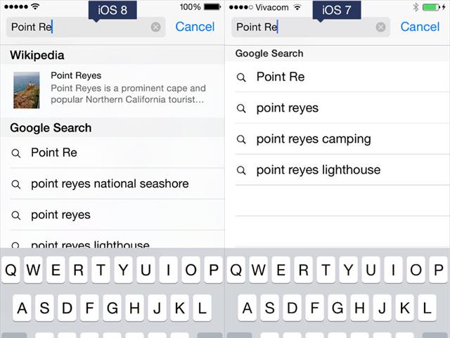 iOS 8 vs iOS 7