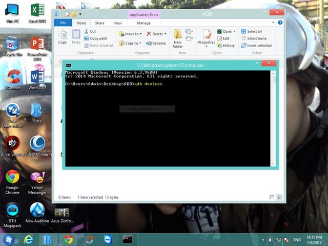 Khởi chạy Start.cmd và gõ dòng lệnh adb devices để kiểm tra xem Zenfone có kết nối được với máy tính chưa
