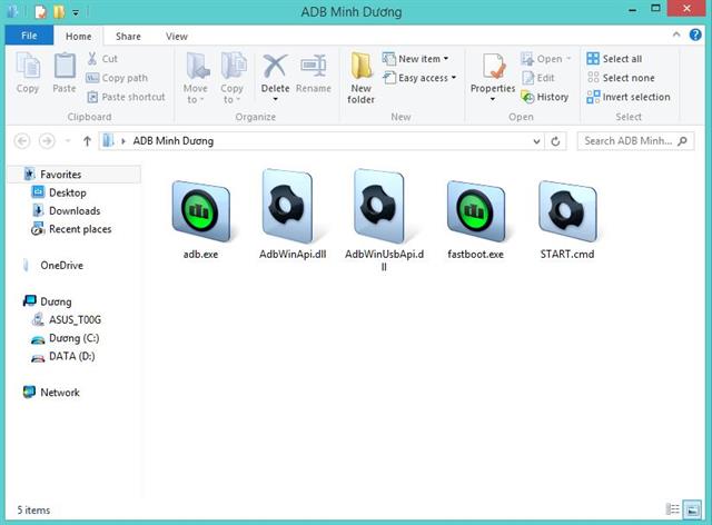 Giải nén file ADB & Fastboot ra, các bạn có được những công cụ như trên