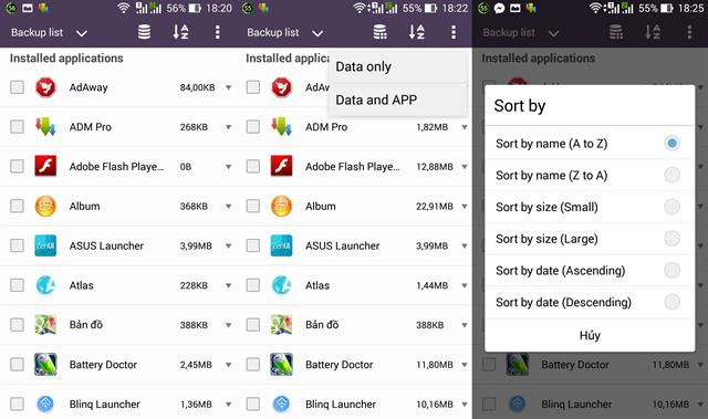 Giao diện chính trên AsusBackup
