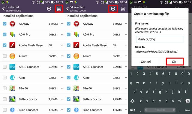 Cách sao lưu ứng dụng, game kèm dữ liệu