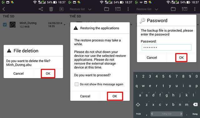 Phục hồi ứng dụng, dữ liệu