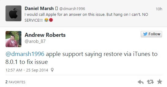 Người dùng Apple rất bực mình về vấn đề này và kéo nhau lên Twitter để phàn nàn về iOS 8.0.1