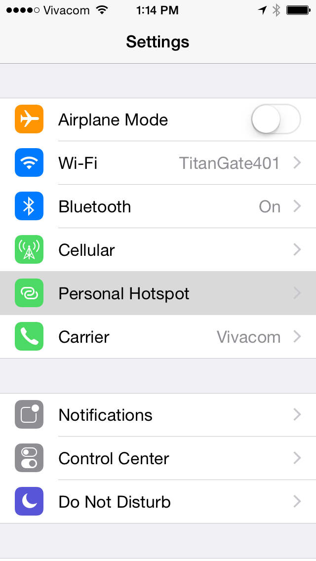 5. Tại đây, bạn có thể thấy tab Personal Hotspot mới để bật/tắt hoặc thay đổi mật khẩu