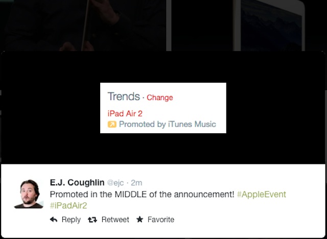 Apple tranh thủ quảng cáo ngay khi iPad Air 2 đang được giới thiệu