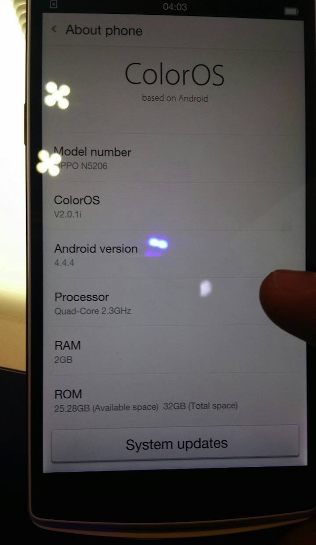 Thông tin phần mềm của Oppo N3