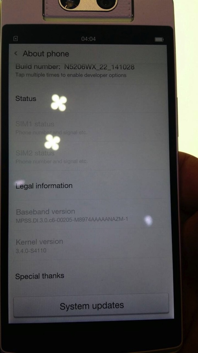 Thông tin phần mềm của Oppo N3
