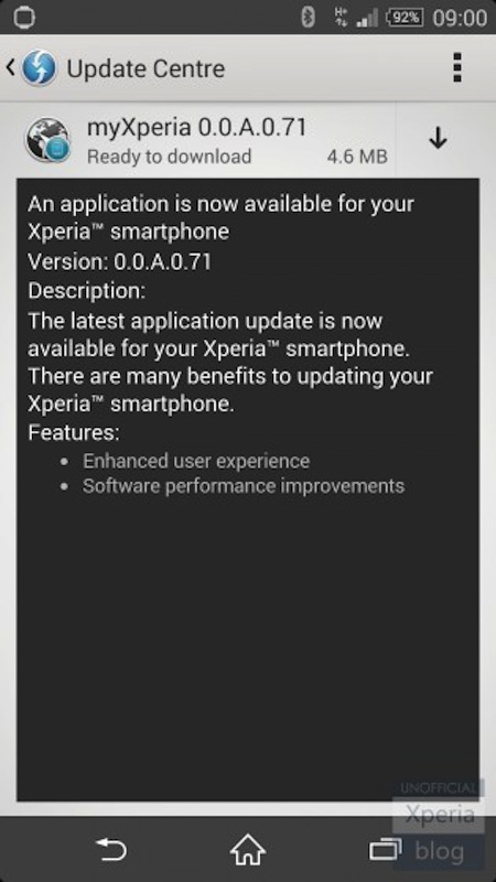 Bản cập nhật mới dành cho myXperia