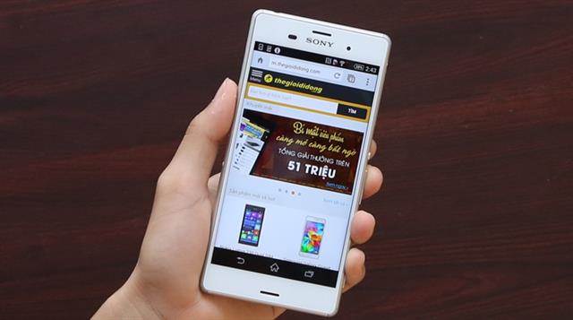 Sony Xperia Z3 được thegioididong phân phối với giá bán tham khảo khoảng 16.990.000 đồng