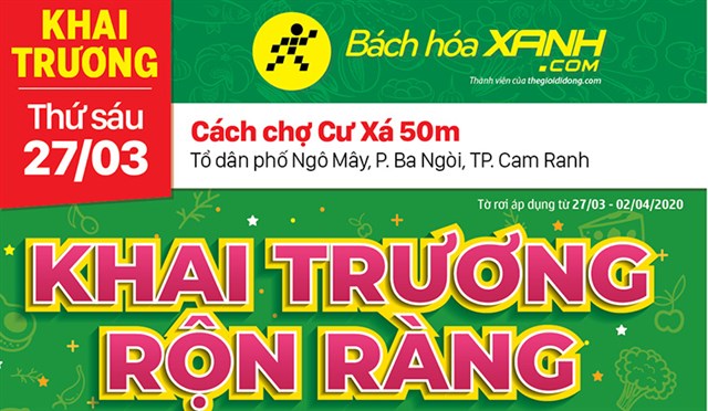 Cửa hàng Bách hoá XANH tại Phường Ba Ngòi, Cam Ranh