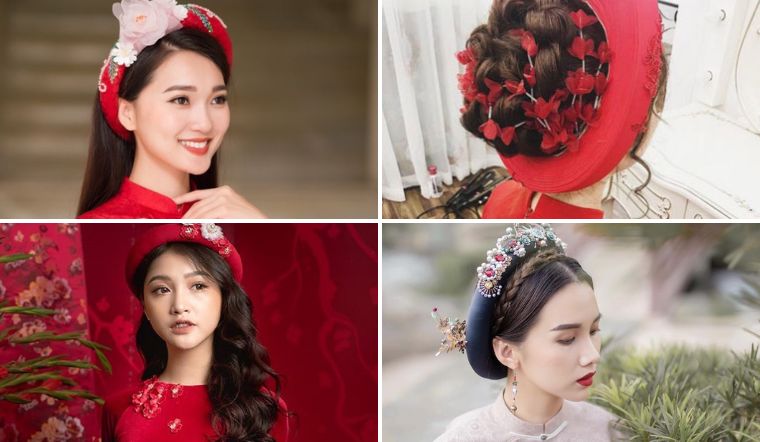 Khăn vành cài tóc cô dâu đội đầu kết hợp cùng phụ kiện áo dài đẹp | Shopee  Việt Nam