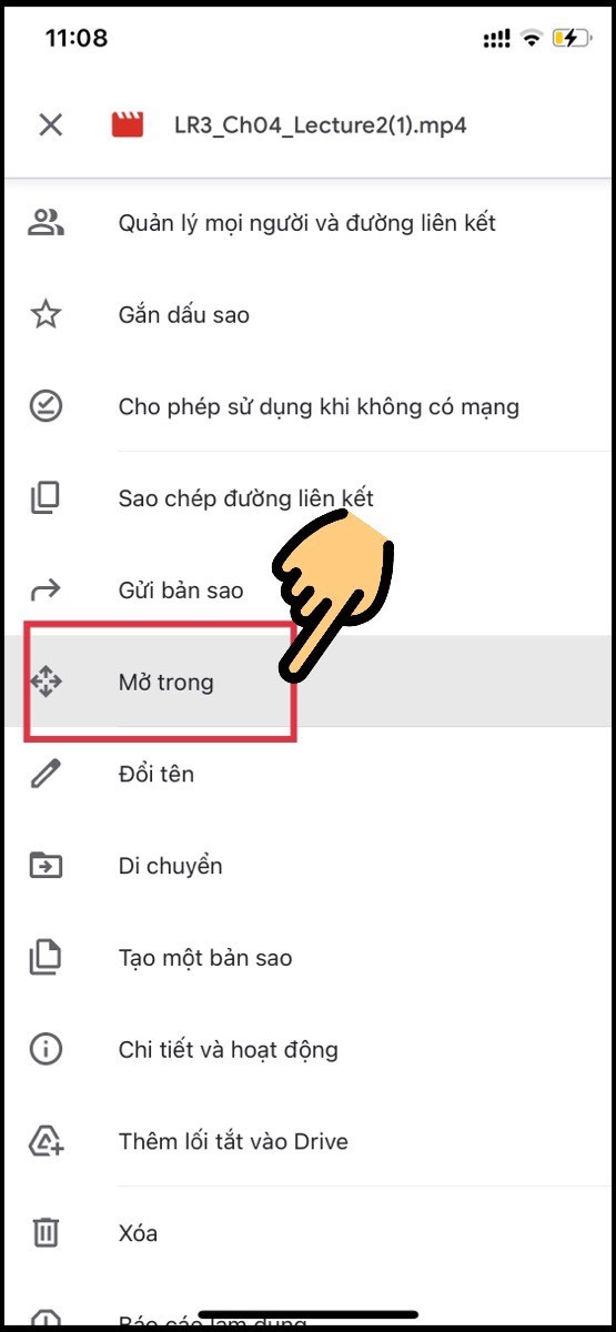 Nhấn vào mục Mở trong Nhấn vào mục Mở trong