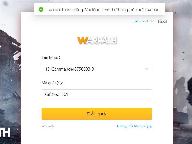 Nhận thành công Nhận thành công