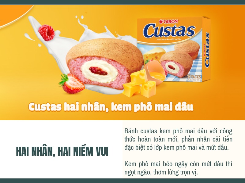 Bánh custas kem phô mai dâu 3