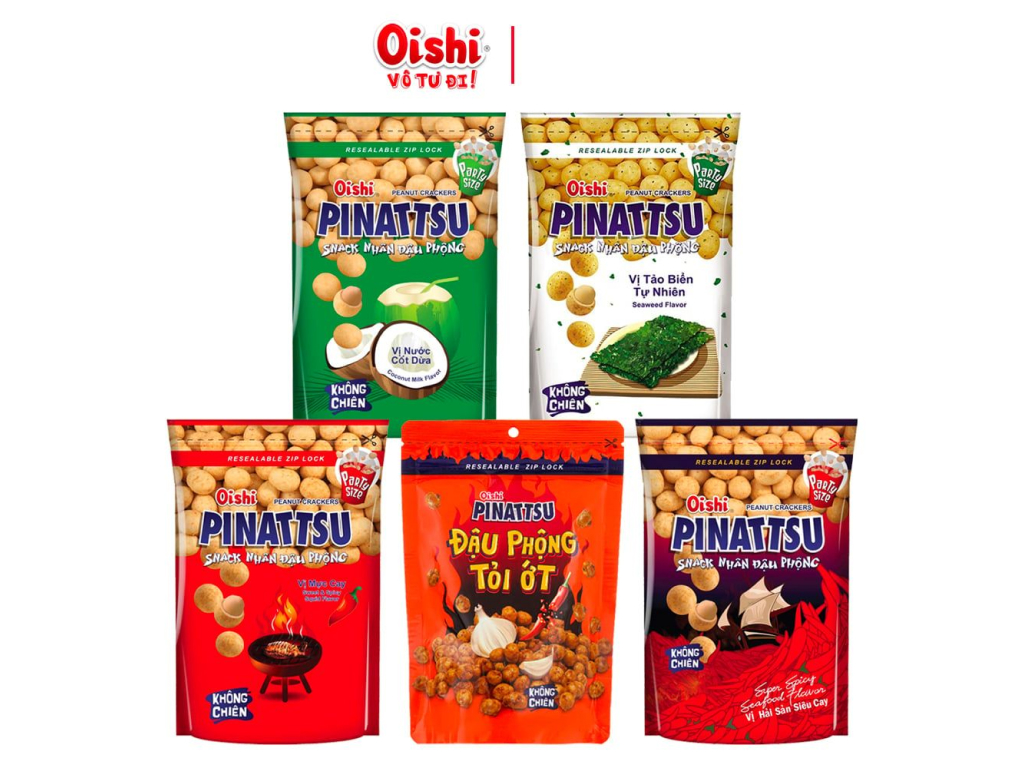 Đậu phộng vị tỏi ớt Pinattsu Oishi gói 75g - Lym