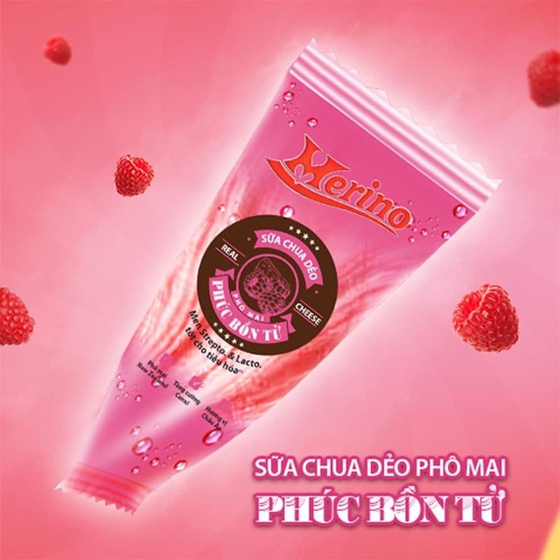 Sữa chua dẻo phô mai phúc bồn tử Merino gói 50g 2