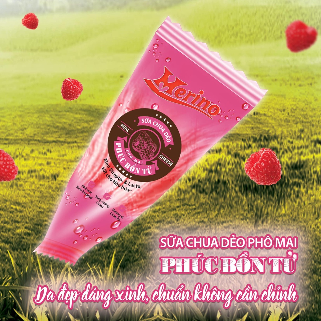 Sữa chua dẻo phô mai phúc bồn tử Merino gói 50g 0