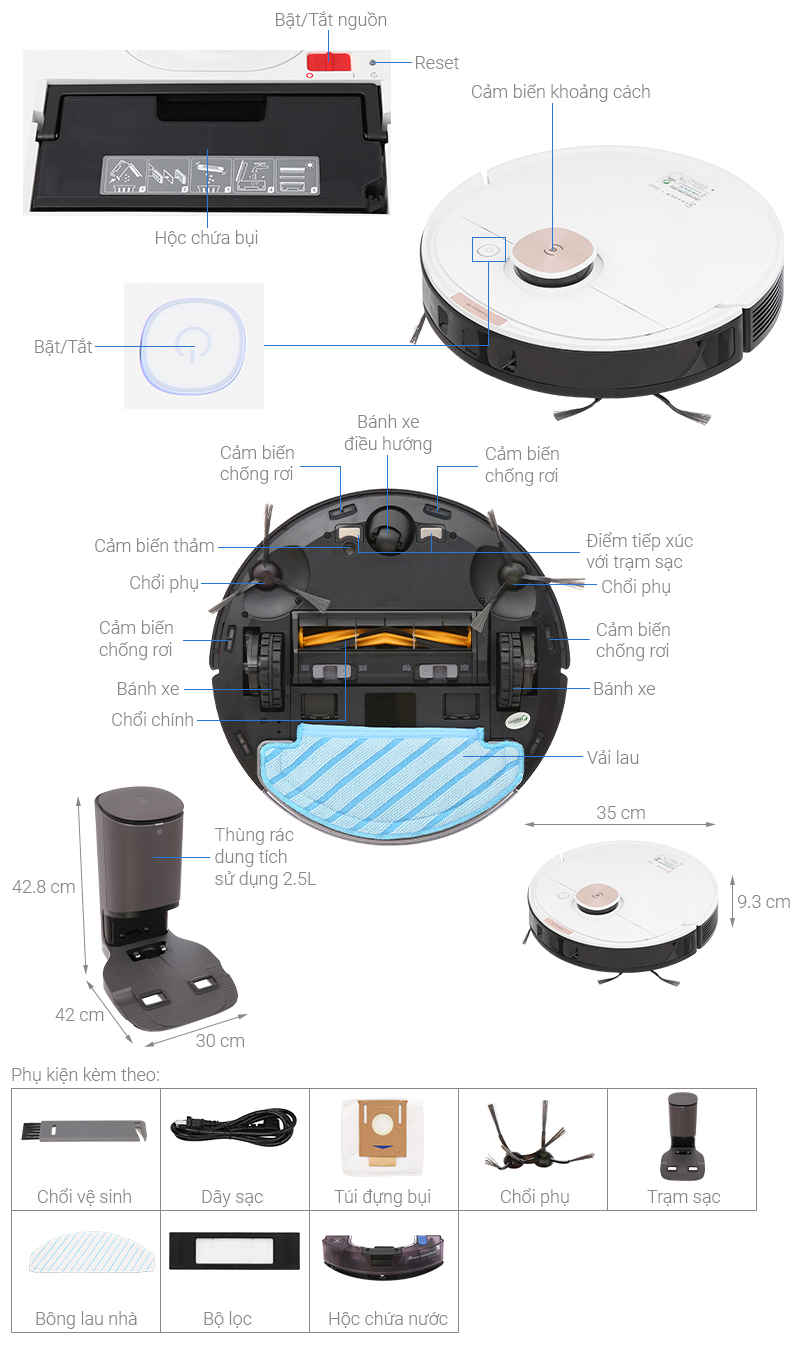 Robot hút bụi lau nhà Ecovacs Deebot T8 Max Plus
