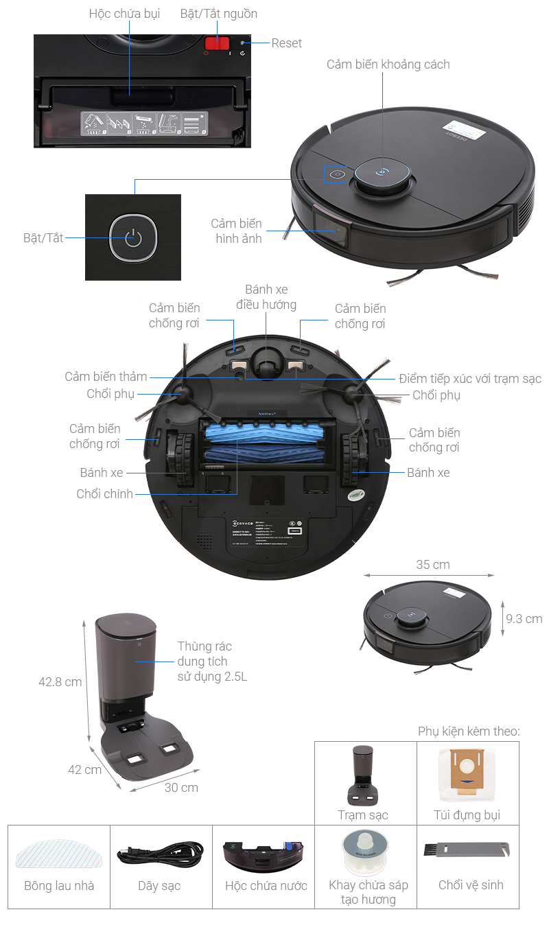 Robot hút bụi lau nhà Ecovacs Deebot T9 AIVI Plus