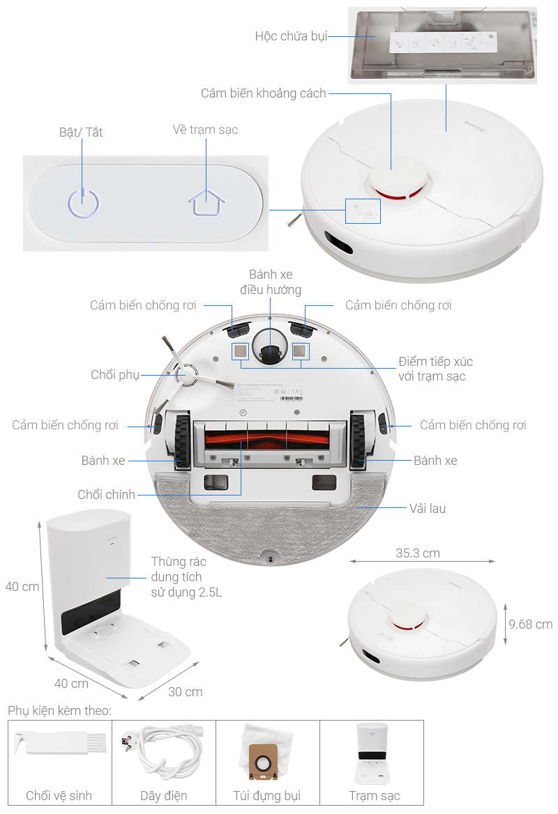 Robot hút bụi lau nhà Dreame D10 Plus