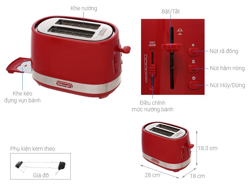 Máy nướng bánh mì Delonghi CTLA2103.R