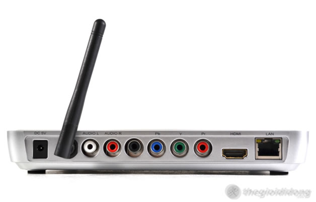 Android TV Nano WiFi có đủ các jack cắm loại đầu hoa sen gồm các cổng xuất âm thanh và hình ảnh