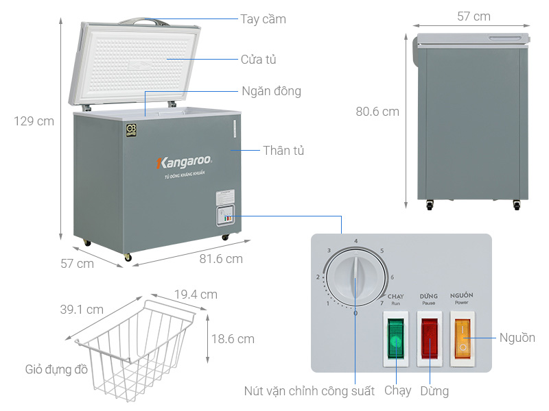 Tủ đông Kangaroo 140 lít KGFZ200NG1