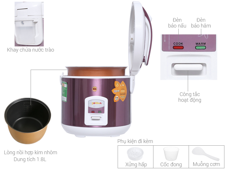 Nồi cơm điện Goldsun 1.8 lít ARC-G18MT