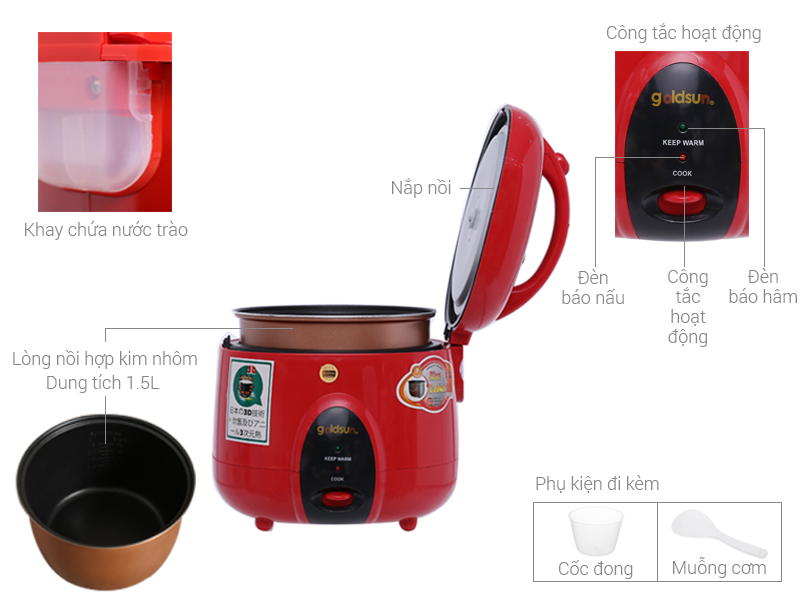 Nồi cơm điện Goldsun 1.5 lít ARC-G150GP