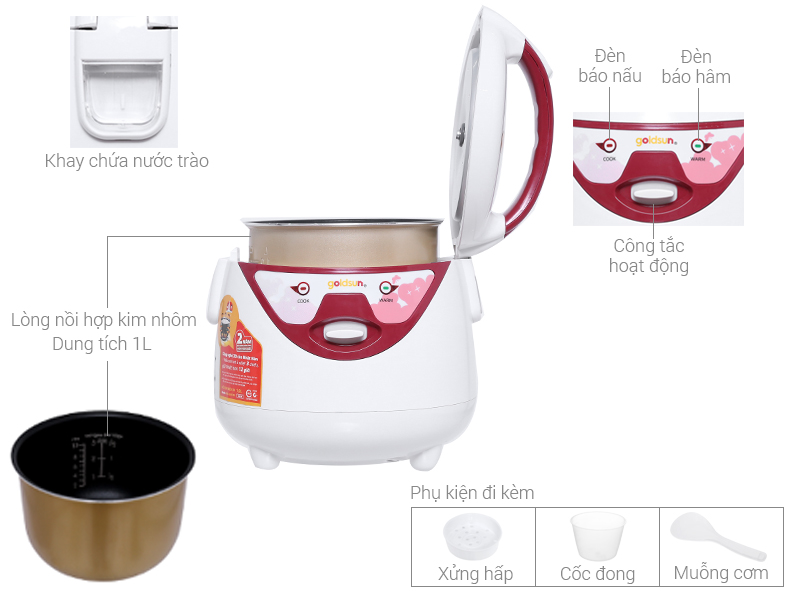 Nồi cơm điện Goldsun 1 lít ARC-GW100
