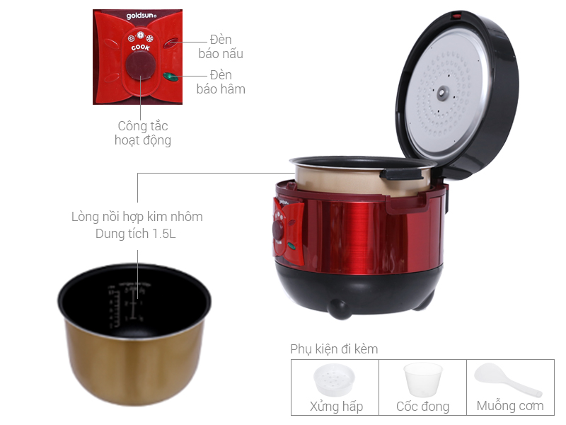 Nồi cơm điện Goldsun 1.5 lít ARC-GW150