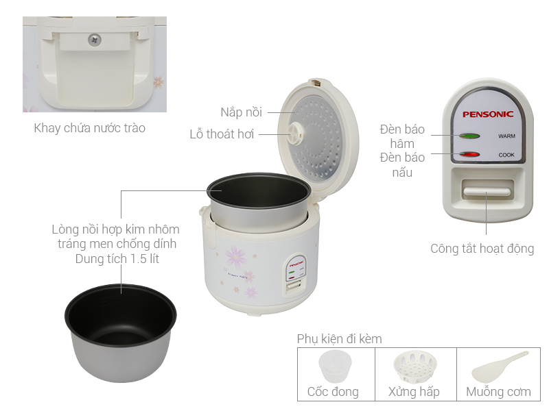 Nồi cơm nắp gài Pensonic PSR 1501 1,5 lít