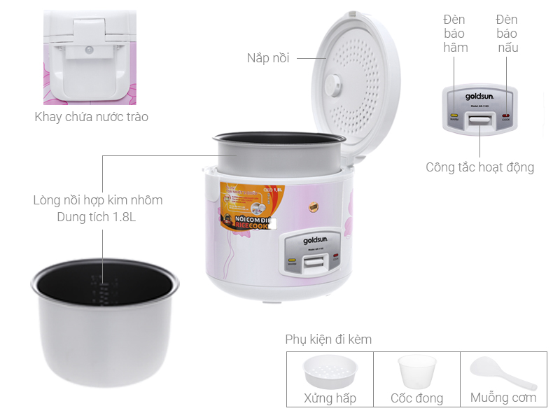 Nồi cơm điện GoldSun GR-1183 (P)
