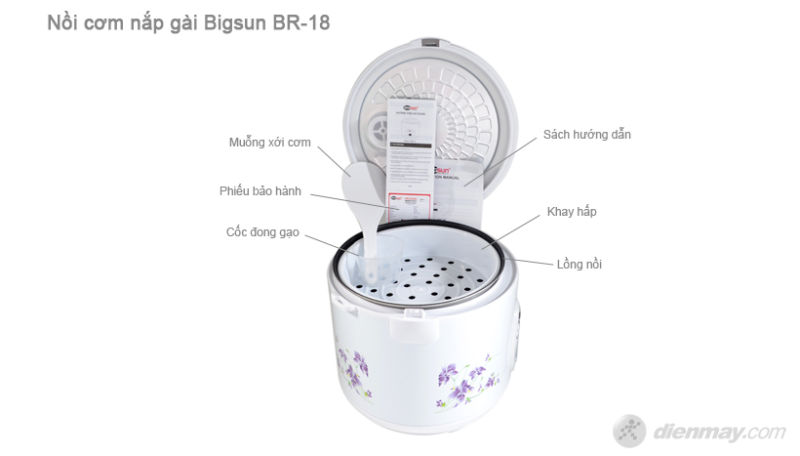 Nồi cơm nắp gài Bigsun BR 18 bộ bán hàng chuẩn