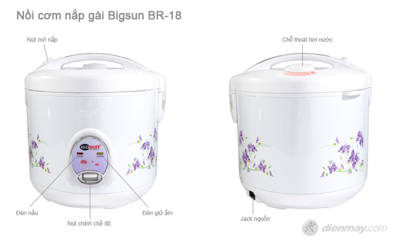 Nồi cơm nắp gài Bigsun BR 18 chức năng