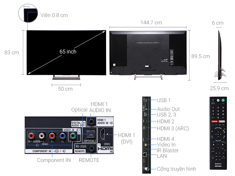 Android Tivi Sony 4K 65 inch KD-65X9000E