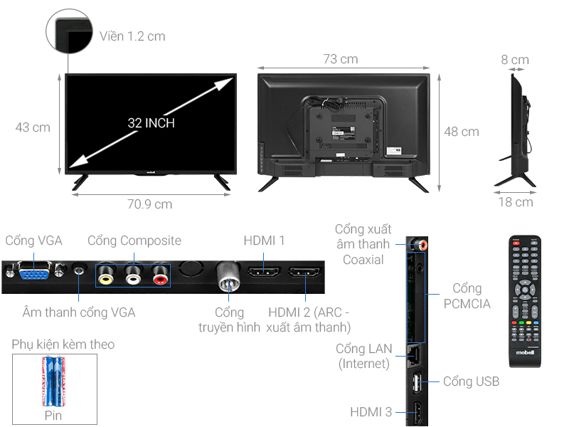 Tính năng nổi bật của Smart Tivi Mobell 32 inch 32W600A1
