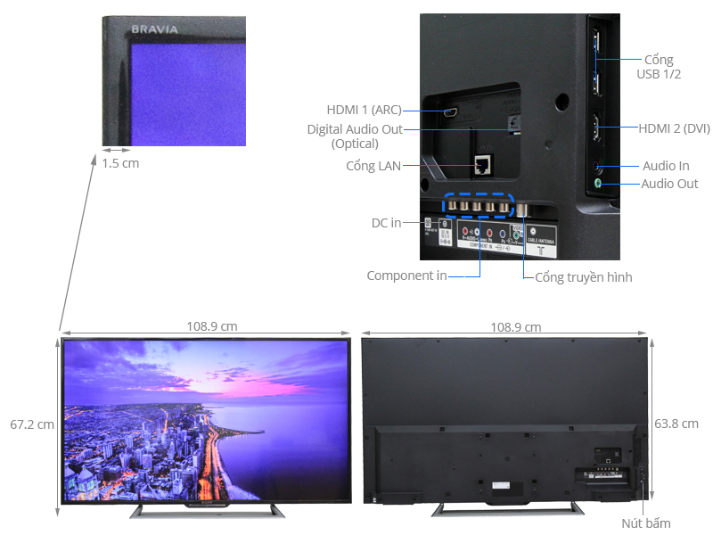 Internet Tivi Sony 48 inch KDL-48R550C