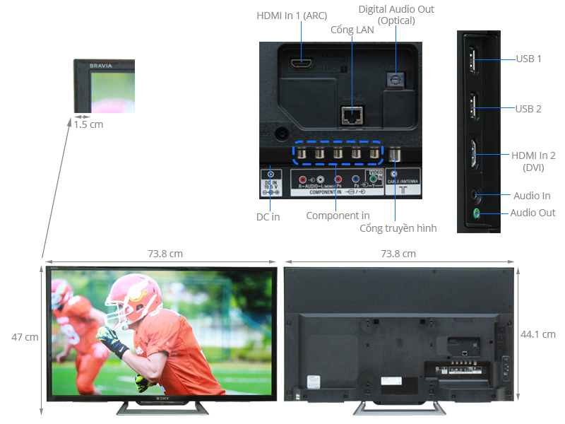 Internet Tivi Sony 32 inch KDL-32R500C