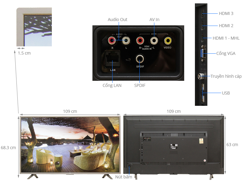 Thông số kỹ thuật Smart Tivi TCL 48 inch L48S4700