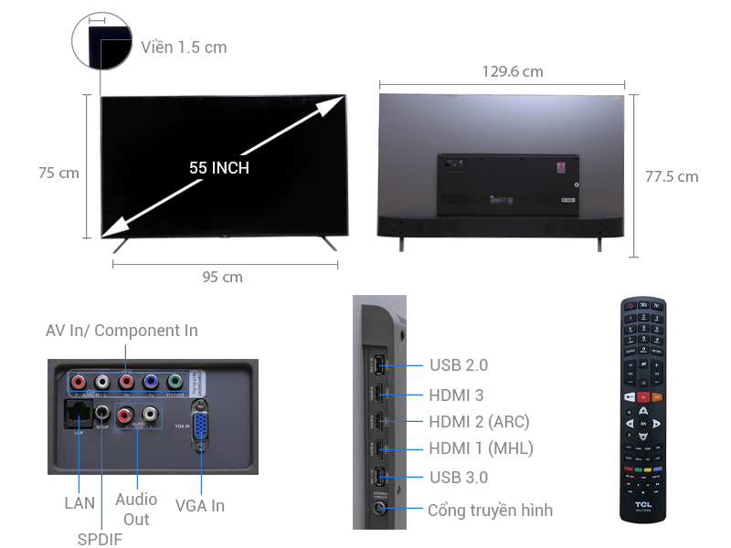 Smart Tivi TCL 55 inch L55C1-UF