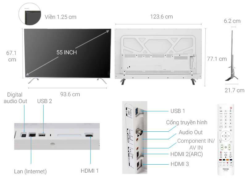 Smart tivi Toshiba 55 inch 55U9650