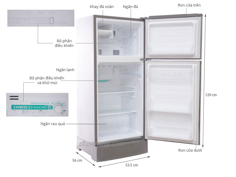 Tủ lạnh Sharp SJ-170S 165 lít