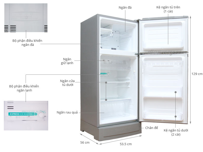 Tủ lạnh Sharp SJ-166S 165 lít
